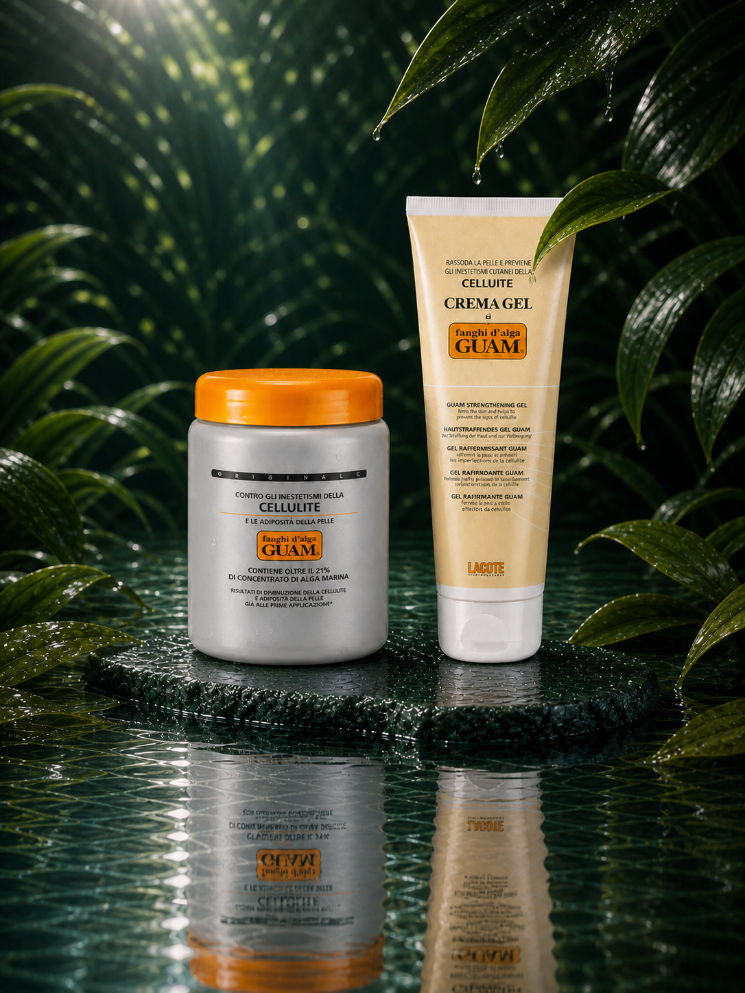 GUAM CLASSIC MUD ECONOMY PACK in a wet botanical setting — reflective view